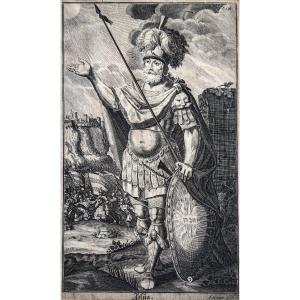 Engelhard Nunzer — Joshua, Baroque Biblical Engraving — Nuremberg, Early 18th Century