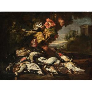  Still Life With A Guinea Pig And Hunting Trophies, Attributed To Castelli, 17th Century
