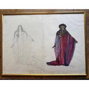 Marie-Luise Walek — Projet de costume pour Grace Bumbry dans Hérodiade de Massenet, Nice, 1987
