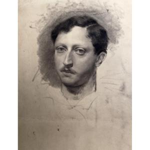 Entourage de Joseph-Désiré Court – Dessin Portrait d'Homme, XIXe Siècle, Influence d'Ingres
