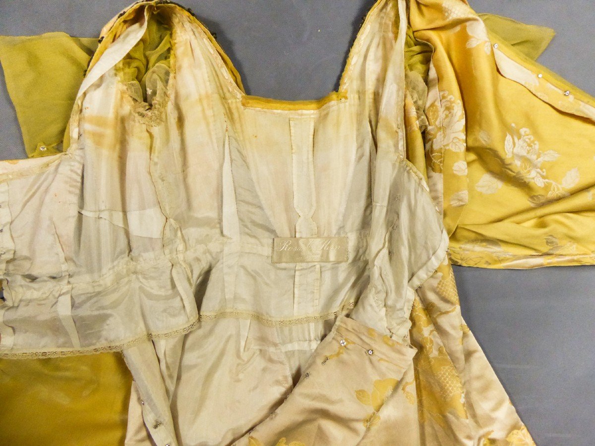 Robe Du Soir New-yorkaise En Satin Damassé Griffée Rosa C. Korn - Etats Unis Circa 1920-photo-1