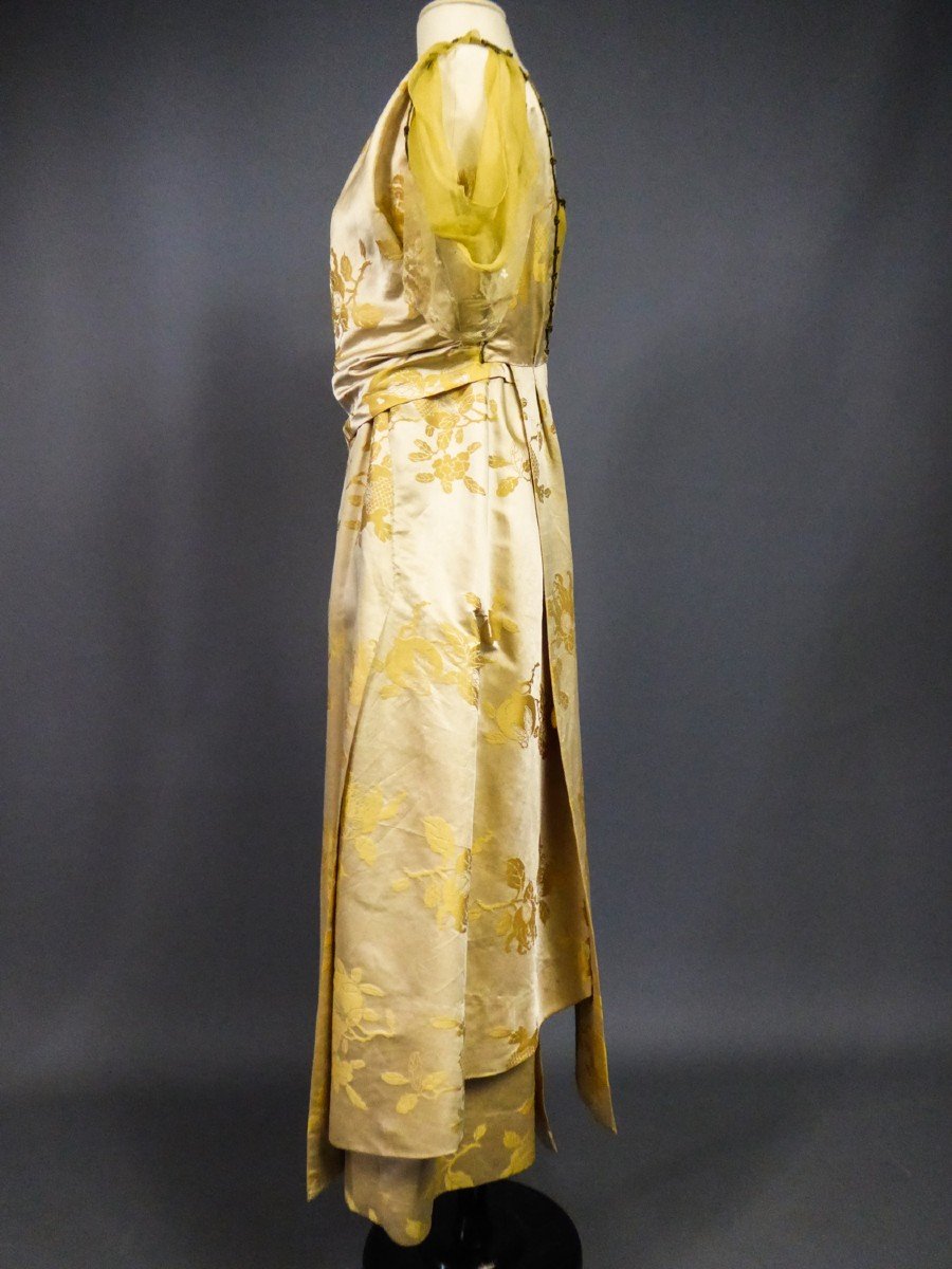 Robe Du Soir New-yorkaise En Satin Damassé Griffée Rosa C. Korn - Etats Unis Circa 1920-photo-7
