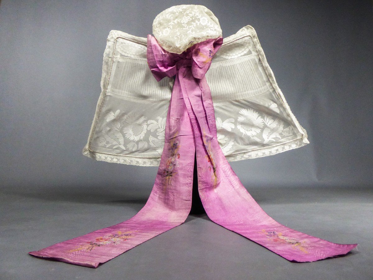 Avranches Butterfly Headdress In Embroidered Tulle And Ribbon - Normandy Circa 1850/1900-photo-2