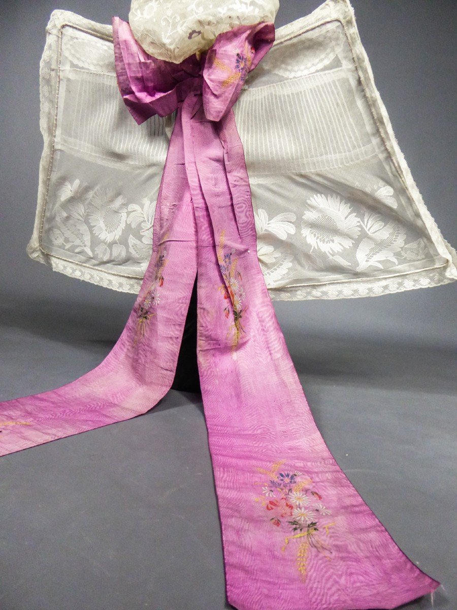Avranches Butterfly Headdress In Embroidered Tulle And Ribbon - Normandy Circa 1850/1900-photo-6