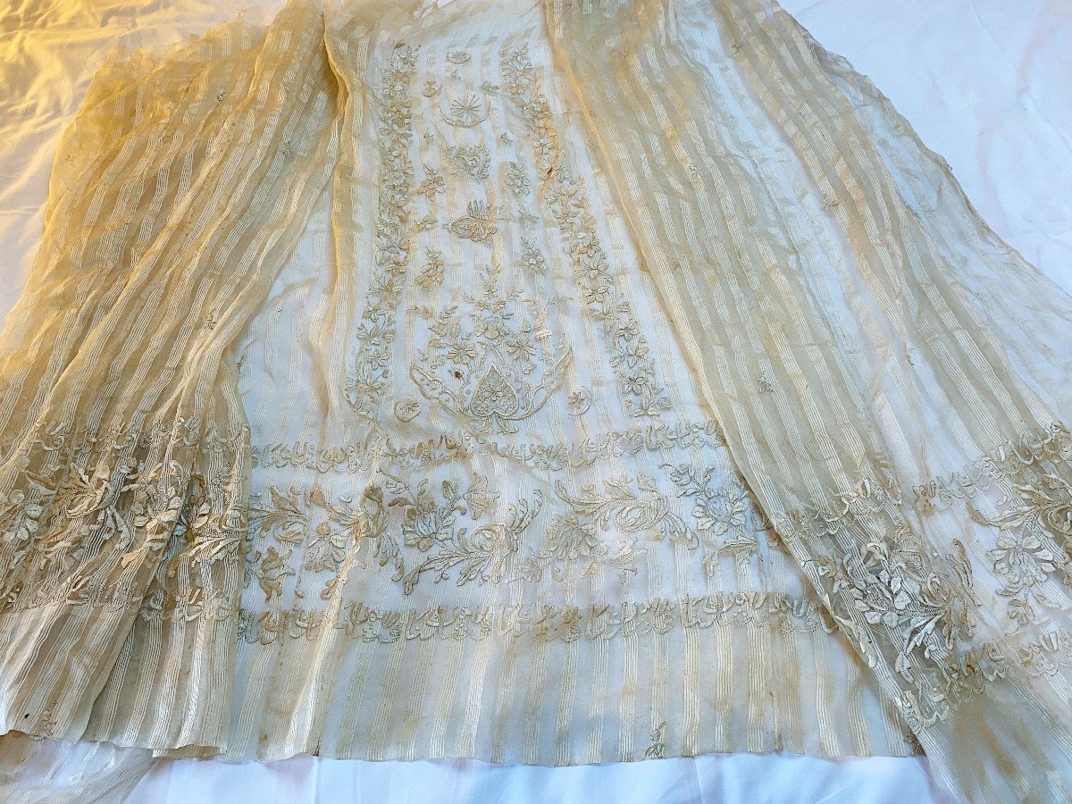 Skirt In Embroidered Peking Silk Veil - Ottoman Empire Circa 1860-1880-photo-1