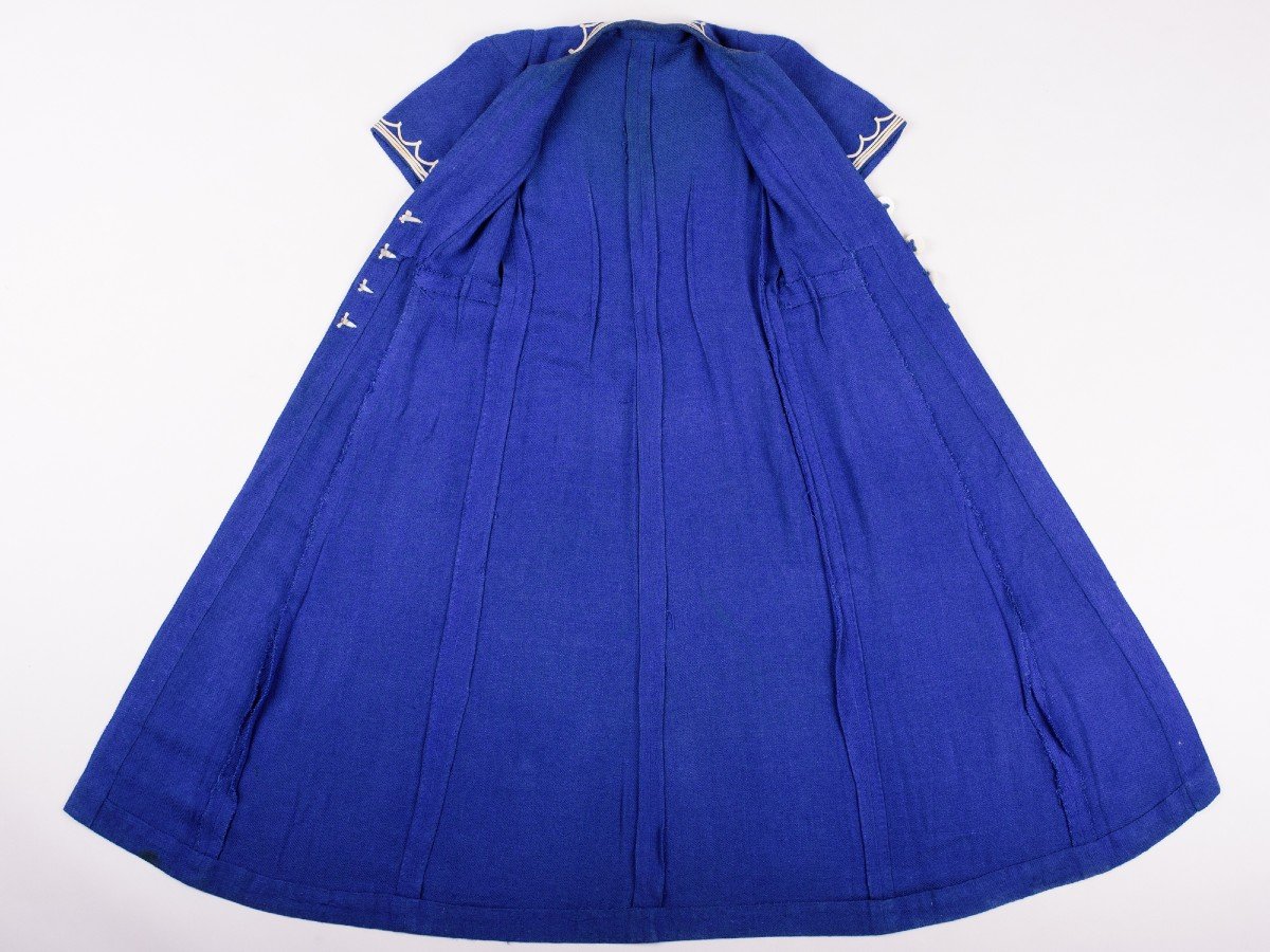 Robe Marinière En Laine Bleue d'Henry à La Pensée - France Circa 1945-photo-3