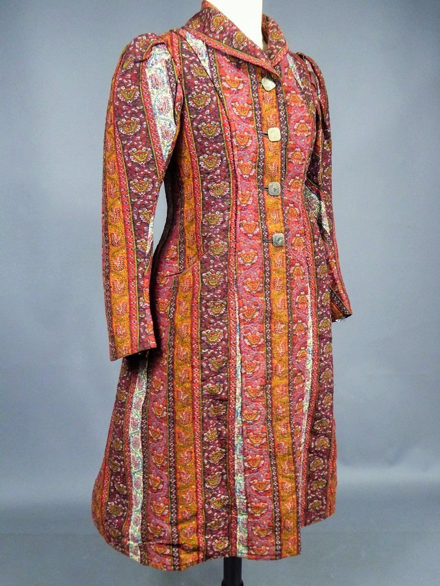 Manteau En Cachemire Espoliné Bayadère - Empire Ottoman Vers 1890-1900-photo-3