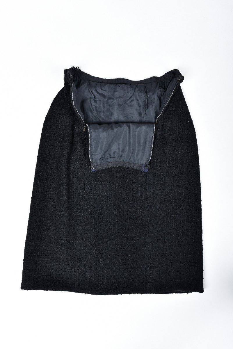 Tailleur Jupe Chanel Haute Couture En Laine Bouclé Et Lamé Or Nommé Hortensia Circa 1968-1971-photo-2