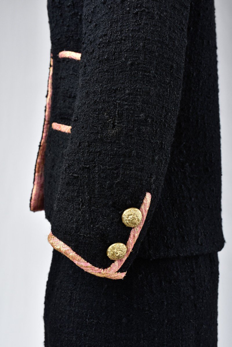 Chanel Haute Couture Skirt Suit In Bouclé Wool And Gold Lamé Named Hortensia Circa 1968-1971-photo-6
