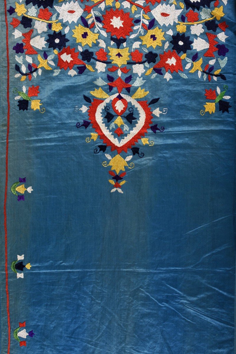 Tenchifa Ou Garniture De Miroir En Satin Brodé De Tétouan - Maroc Début 19ème Siècle-photo-4