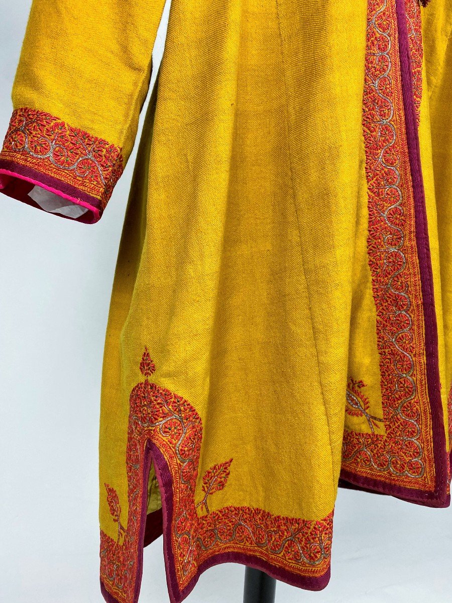 Coat Of Dignitary Or Choga In Pashmina Curry- India Punjab 19th Century-photo-3