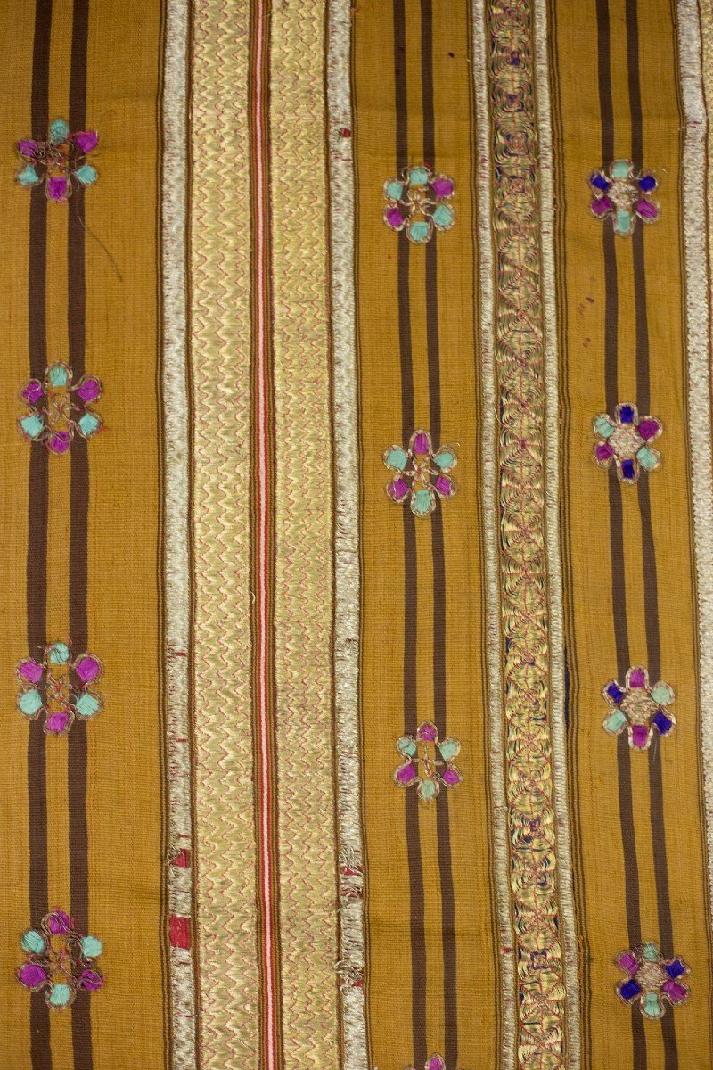 Jupe Lampong En Coton Brodé De Filés Or Et Argent - Sumatra Indonésie Fin XIXe Siècle-photo-2