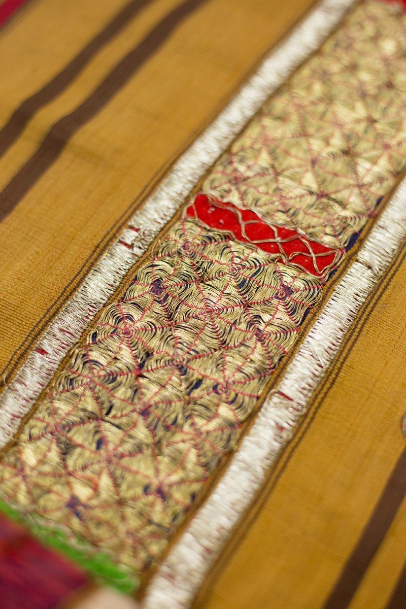 Lampong Skirt In Cotton Embroidered With Gold And Silver Yarns - Sumatra Indonesia Late 19th Century-photo-7