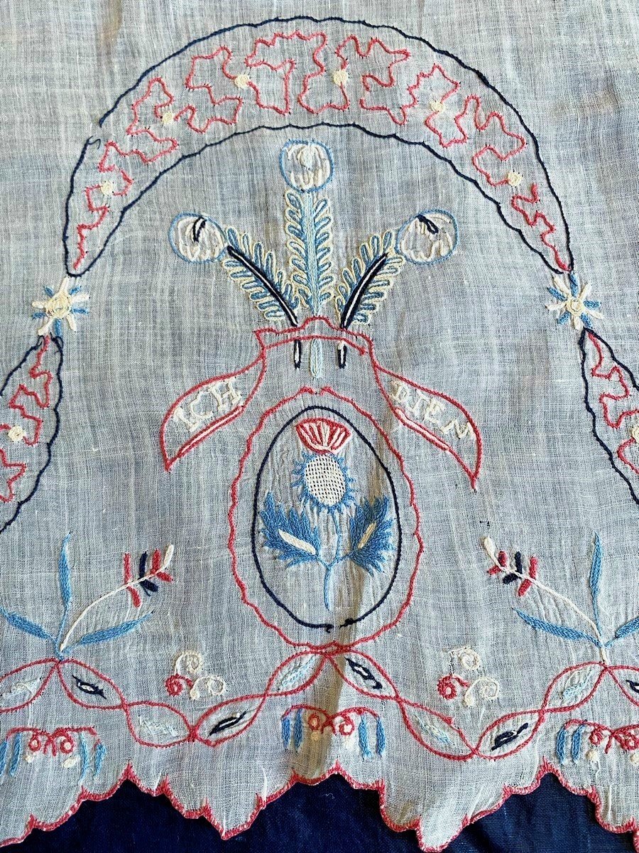 Jupe En Mousseline Des Indes Brodée Aux Armes Des Princes De Galles Angleterre -circa 1790-1810-photo-5