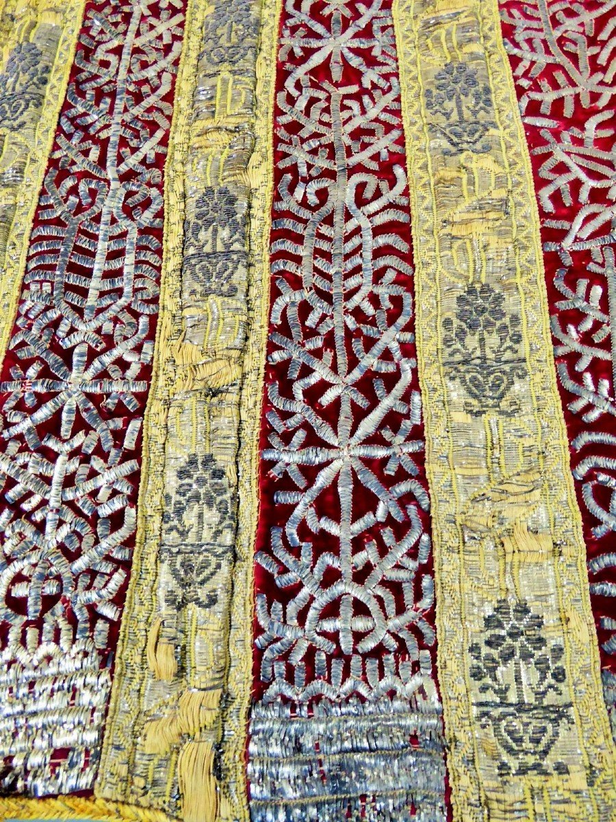 Tunisian Ceremonial Tunic Embroidered Velvet With Silver Blade - Ottoman Period Circa 1860-photo-4