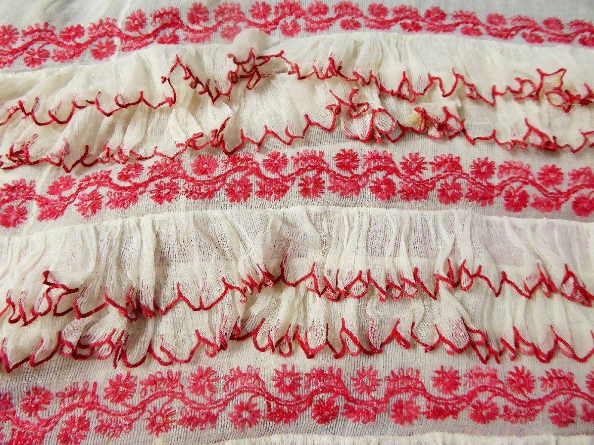 Restoration Dress In Embroidered Cotton Yarn Circa 1813/1820-photo-3