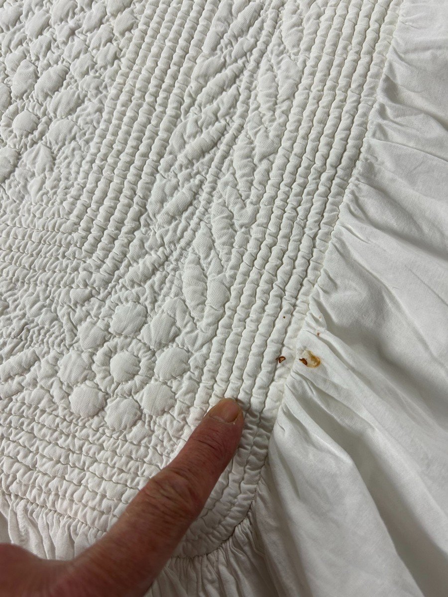 Quilted Quilt In Batiste Monogrammed Hb - Provence 1890-photo-3