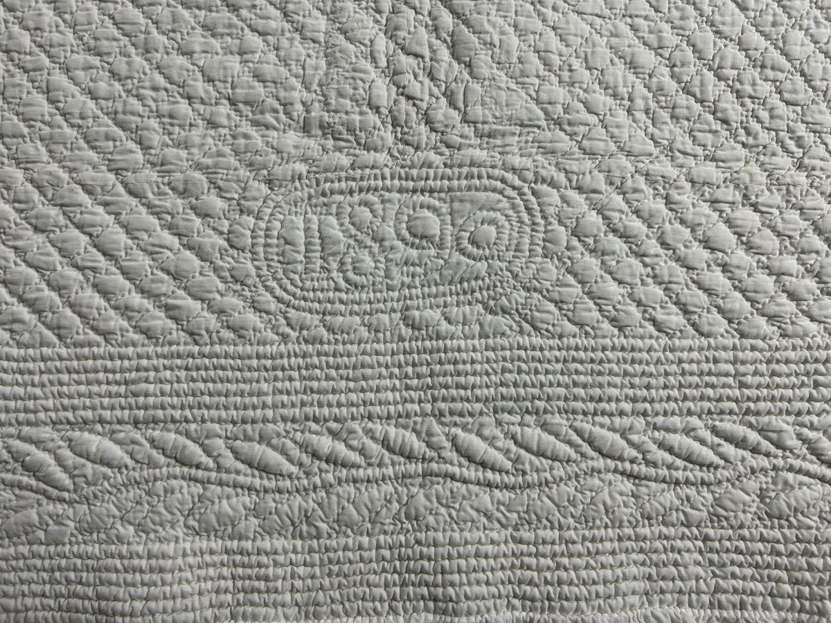 Quilted Quilt In Batiste Monogrammed Hb - Provence 1890-photo-6