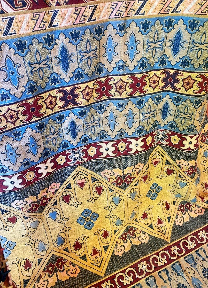 Rideau Ou Portière Dans Le Goût Des Ballets Russes Tissé Au Jacquard De Coton France C. 1910-photo-2