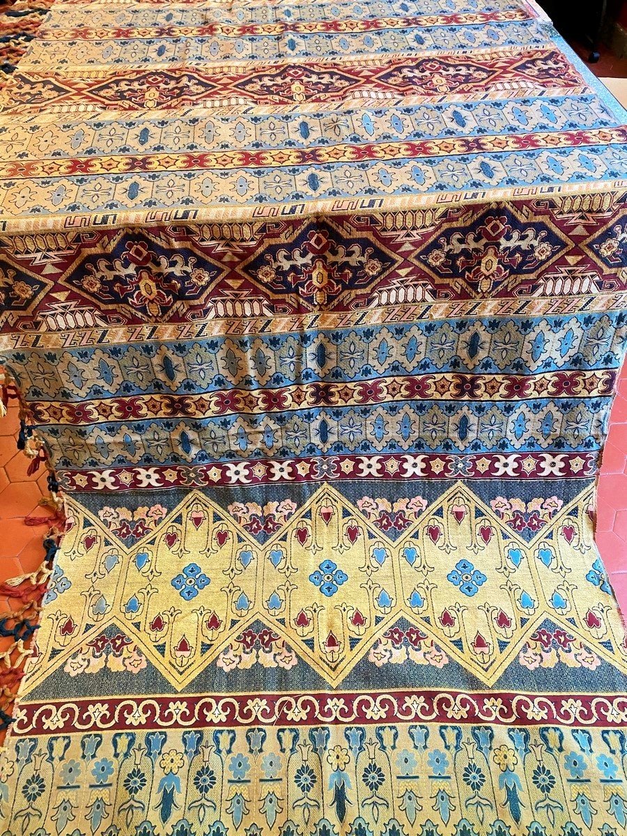 Rideau Ou Portière Dans Le Goût Des Ballets Russes Tissé Au Jacquard De Coton France C. 1910-photo-3