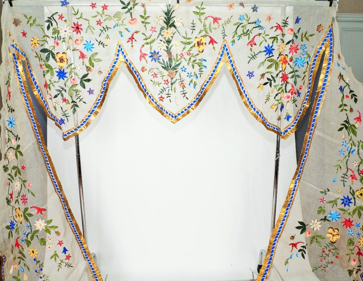 Door In Cotton Voile And Gouache Paper - France Early 20th Century-photo-2