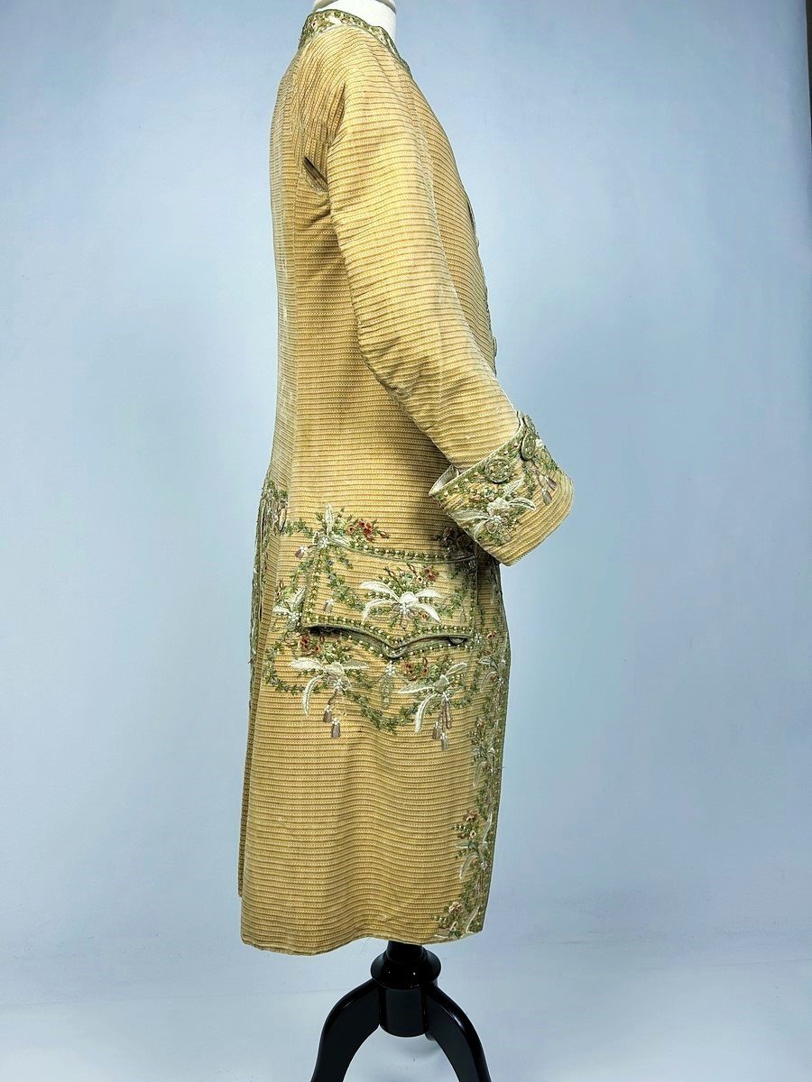 Court Suit And Waistcoat In Embroidered Miniature Velvet And Painted Cannetilles - Europe Circa 1780-photo-3