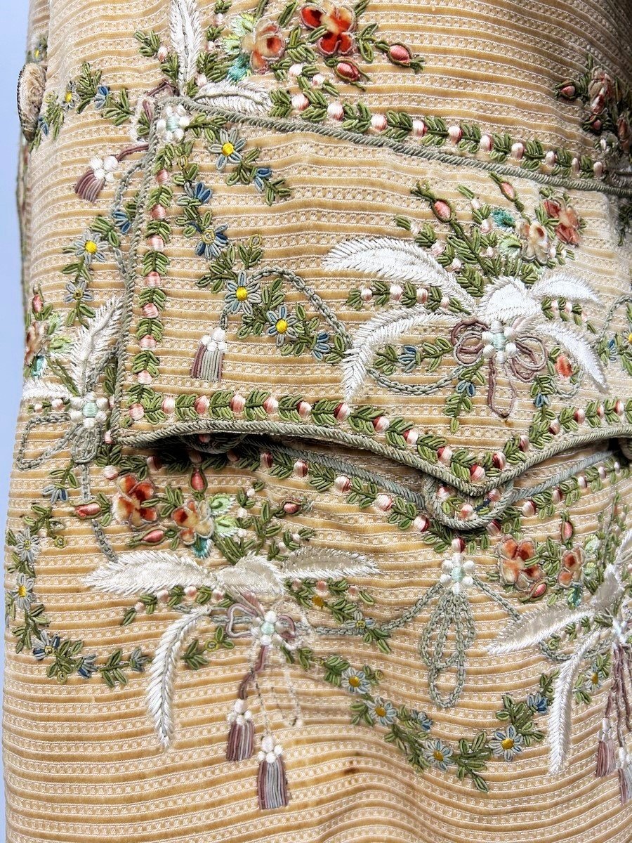 Court Suit And Waistcoat In Embroidered Miniature Velvet And Painted Cannetilles - Europe Circa 1780-photo-4