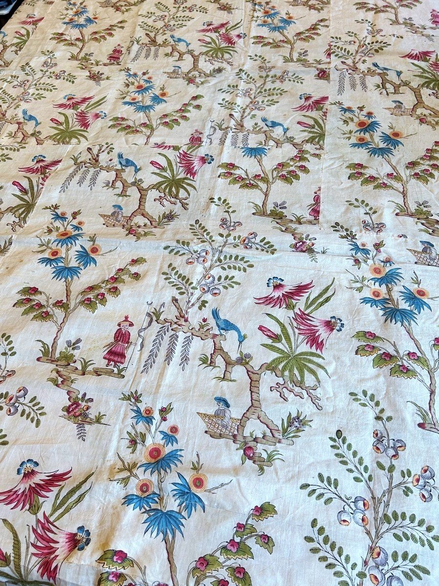Tenture En Chinoiserie De Soie Imprimée Et Peinte - Angleterre (?) Début XIXe Siècle