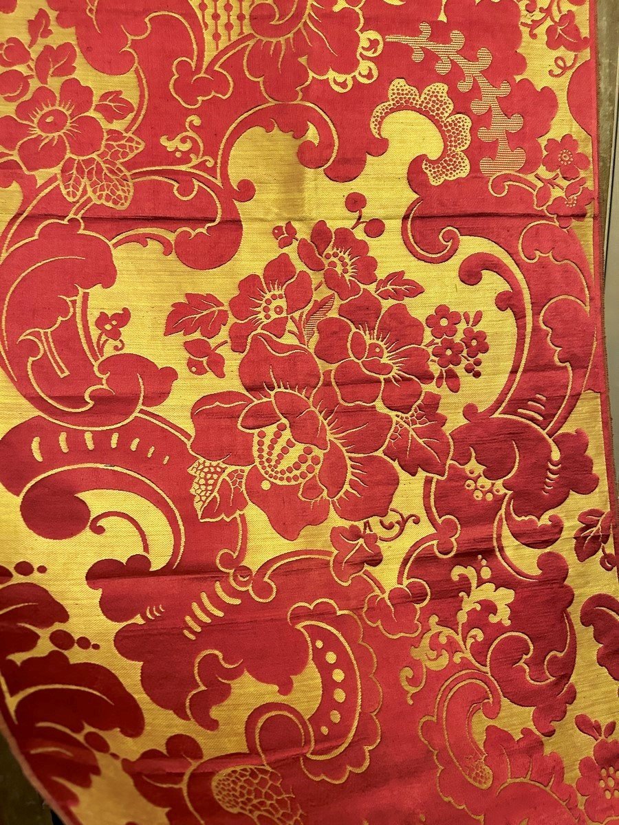 Damask Brocatelle With Red And Gold Baroque Decor - Lyon Or Tours Circa 1860-1880-photo-7