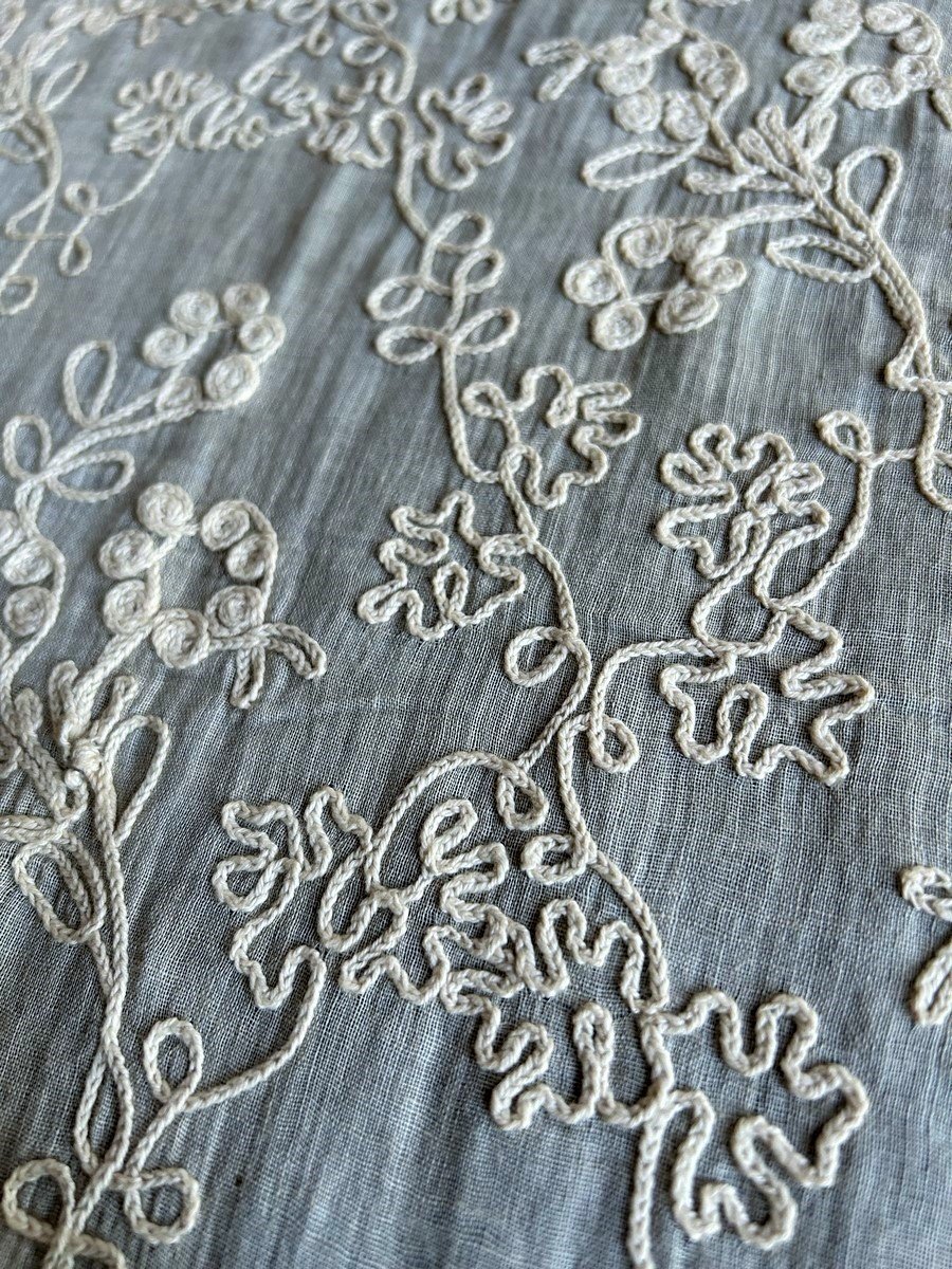 Wall Hanging In Flap Embroidery On A Background Of Embroidered Muslin - Fauve Inspiration - Morocco Early XX-photo-6