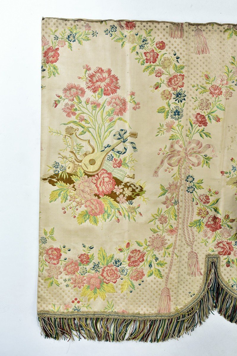 Lambrequin In Silk Lampas By Philippe De Lassalle - Manufacture Lyonnaise 18th Or 19th Centuries-photo-6