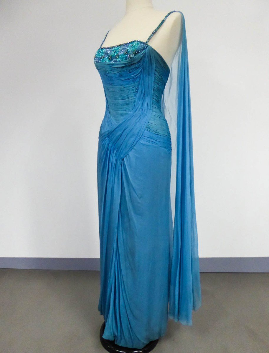 Robe Du Soir Haute Couture Carven Numérotée 11150 Circa 1960/1970-photo-3