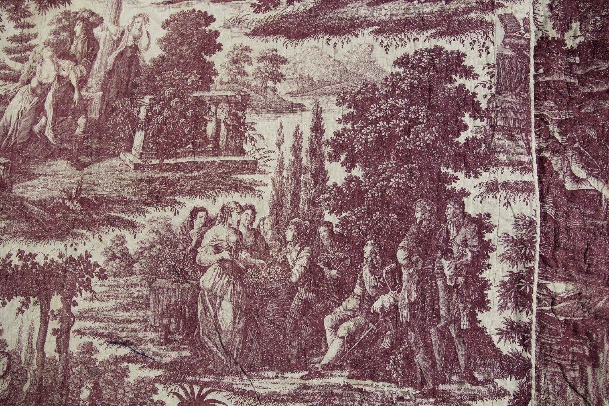 Toile De Nantes Avec Chef De Pièce- Louis XIV Et  La Vallière - Favre Petitpierre  Circa 1815-photo-4