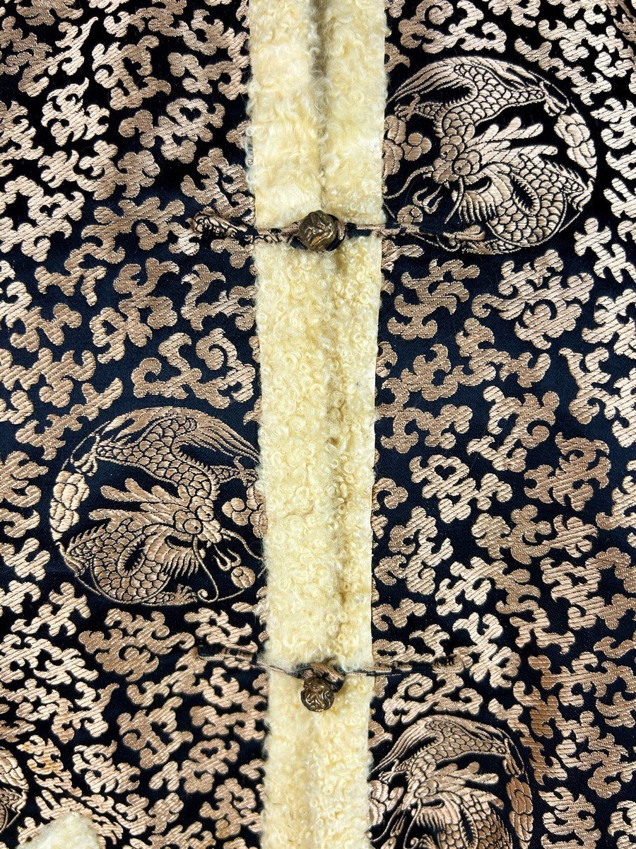 Tunic Jacket In Silk Lampas And Curled Lamb Fur - China Circa 1930-photo-4