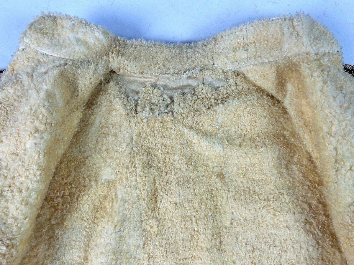 Tunic Jacket In Silk Lampas And Curled Lamb Fur - China Circa 1930-photo-7