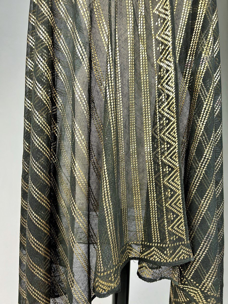Shawl Stole Said Assuit In Cotton Voile And Golden Metal Slats - Egypt Circa 1930-1940-photo-4