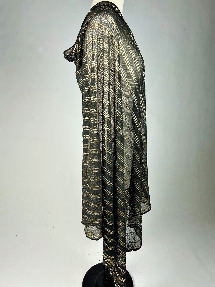 Shawl Stole Said Assuit In Cotton Voile And Golden Metal Slats - Egypt Circa 1930-1940-photo-3