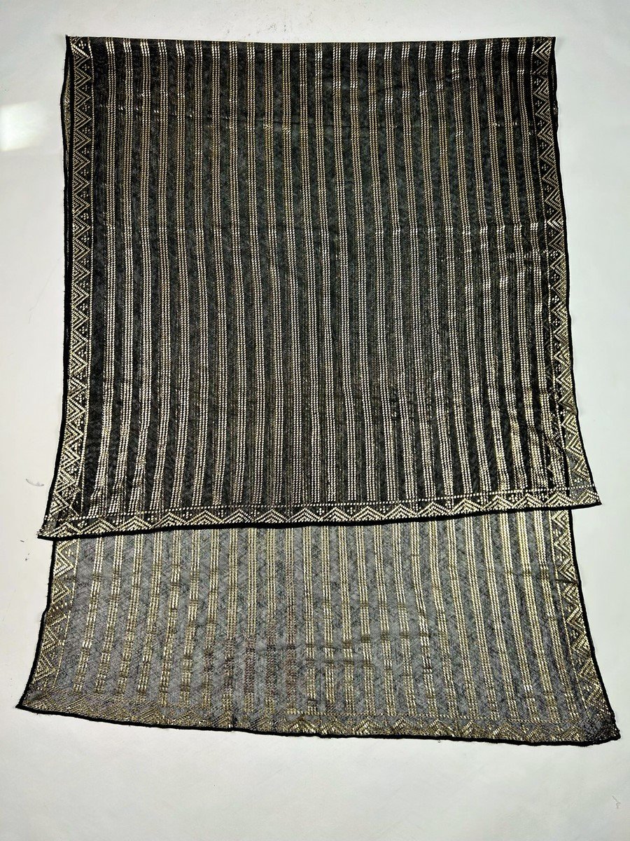 Shawl Stole Said Assuit In Cotton Voile And Golden Metal Slats - Egypt Circa 1930-1940-photo-6