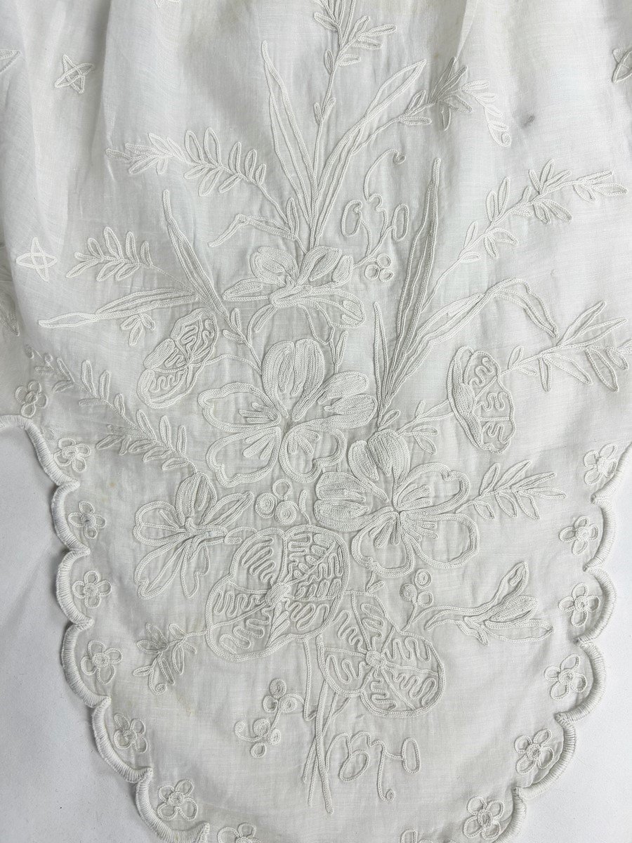 First Cornely Embroidered Muslin Lambrequin - Late 19th Century-photo-7