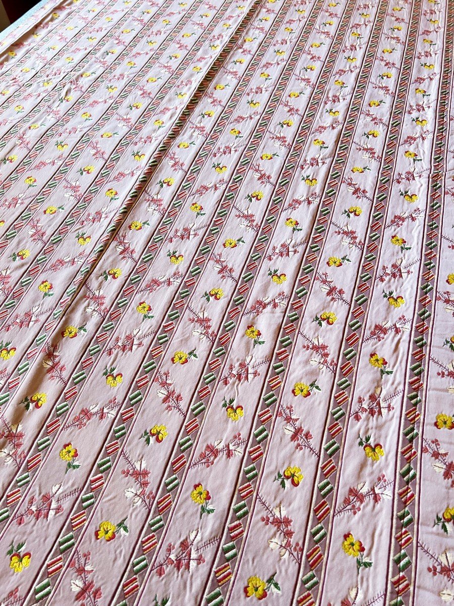 Une Paire De Rideau De Style Louis XVI En Jacquard Double étoffe - Réedition Du XXe Siècle-photo-4