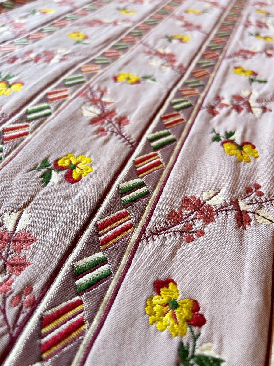 Une Paire De Rideau De Style Louis XVI En Jacquard Double étoffe - Réedition Du XXe Siècle-photo-3