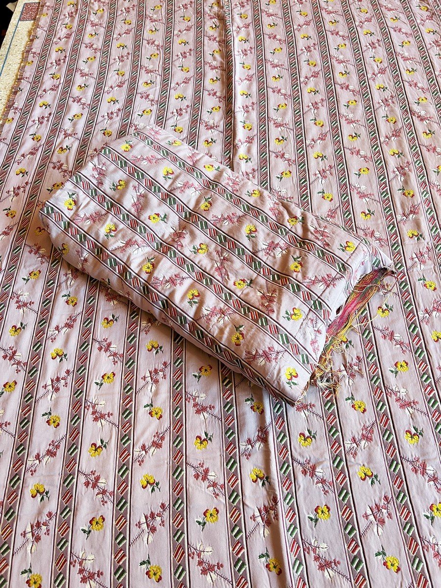Une Paire De Rideau De Style Louis XVI En Jacquard Double étoffe - Réedition Du XXe Siècle-photo-7