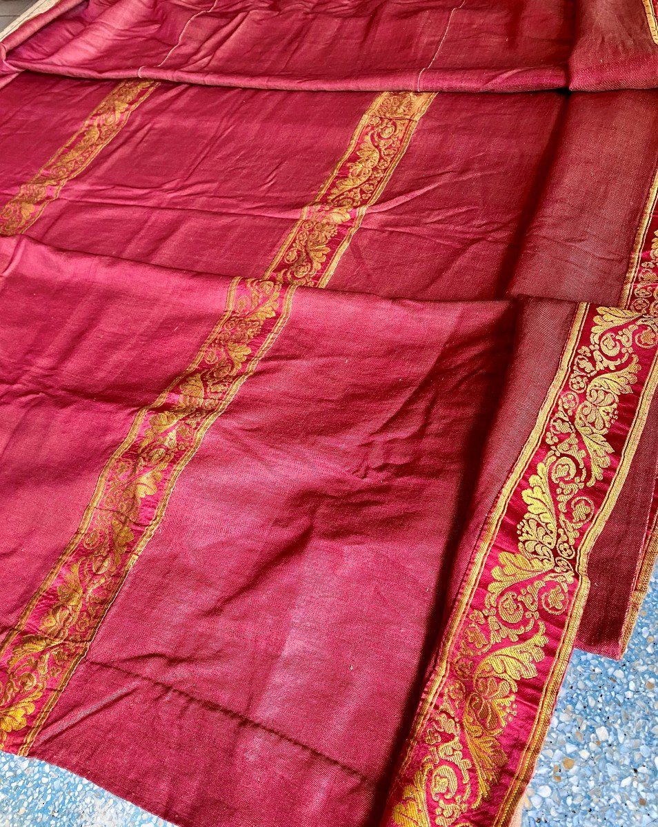 Imberline In Crimson Red Silk Applied With Braids Circa 1815-1825-photo-2