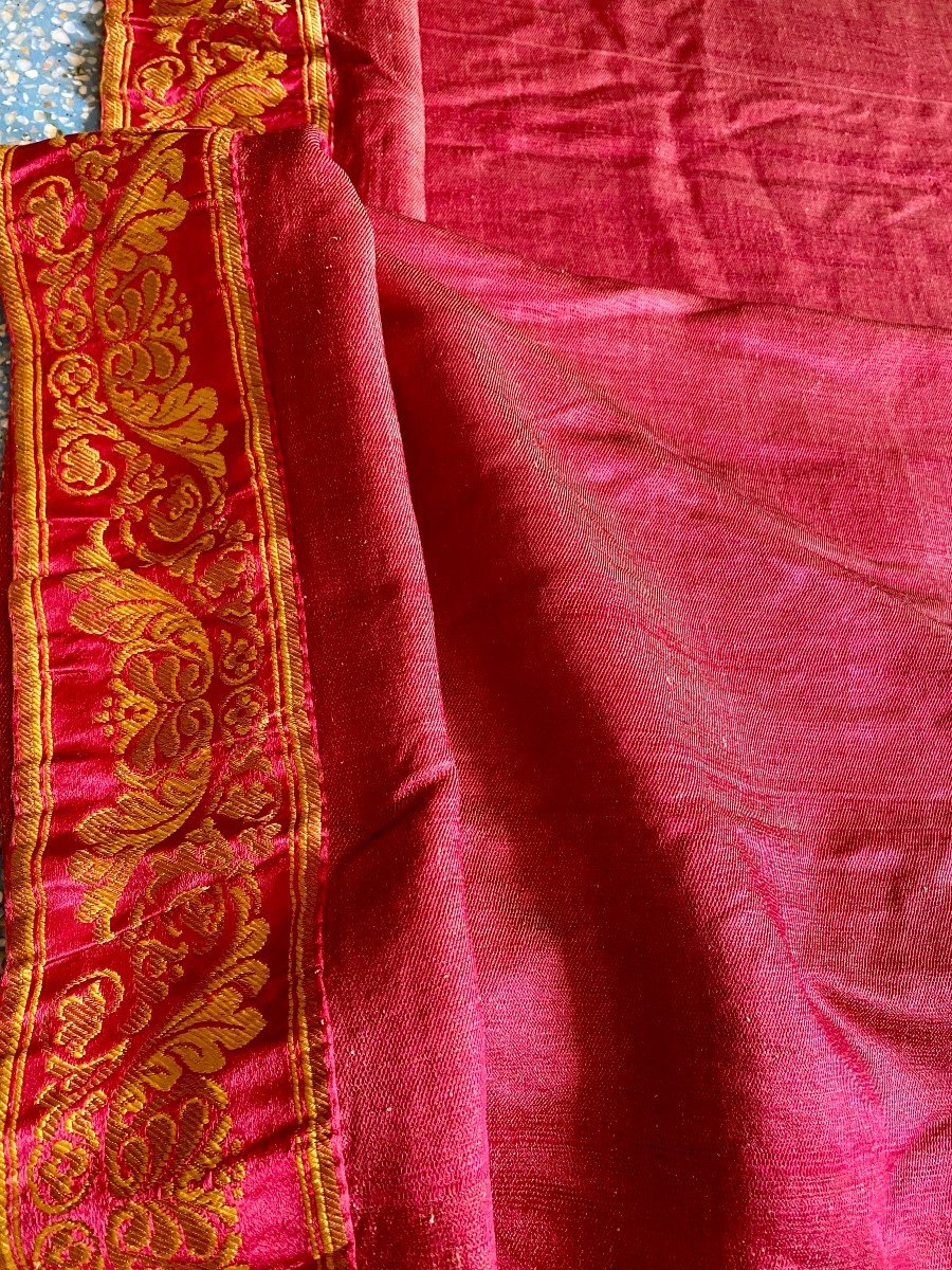 Imberline In Crimson Red Silk Applied With Braids Circa 1815-1825-photo-4