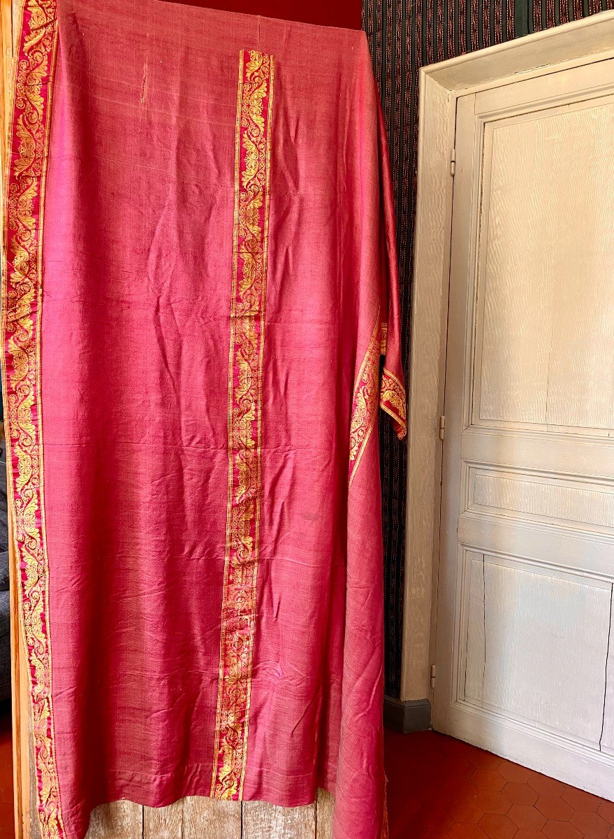 Imberline In Crimson Red Silk Applied With Braids Circa 1815-1825-photo-1