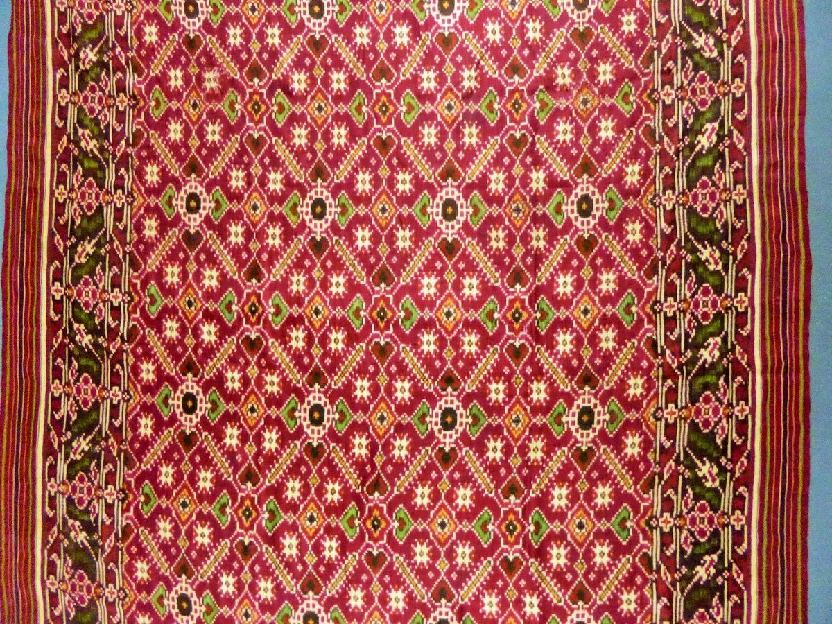 Châle En Soie Patola Double Ikat - Indes - Début XIXème-photo-2