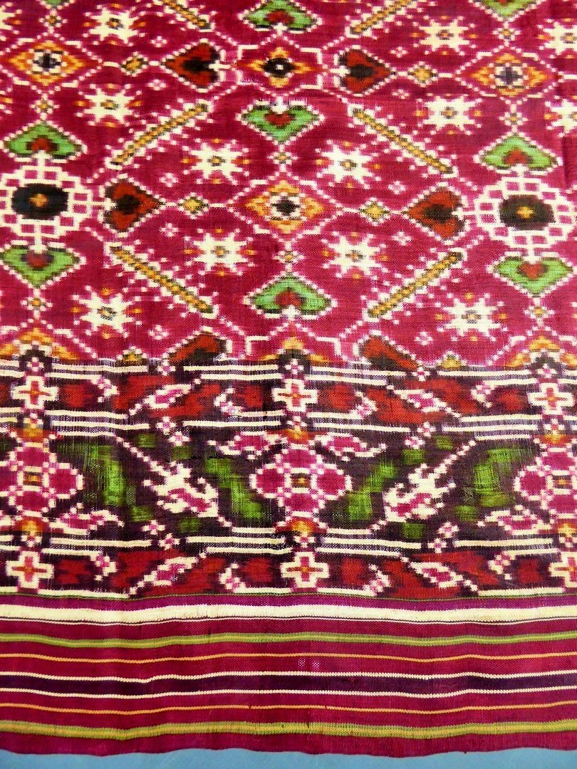 Châle En Soie Patola Double Ikat - Indes - Début XIXème-photo-4