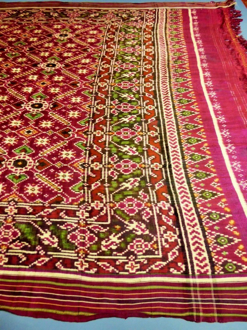 Châle En Soie Patola Double Ikat - Indes - Début XIXème-photo-4