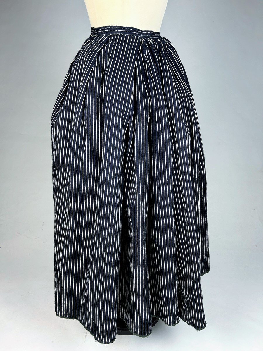 Indigo Siamese Work Skirt - Vendée Or South West France 19th Century-photo-1
