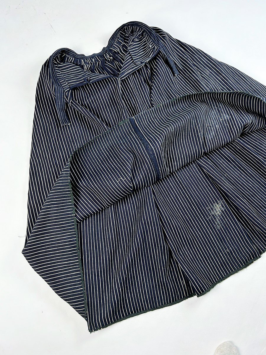 Indigo Siamese Work Skirt - Vendée Or South West France 19th Century-photo-7